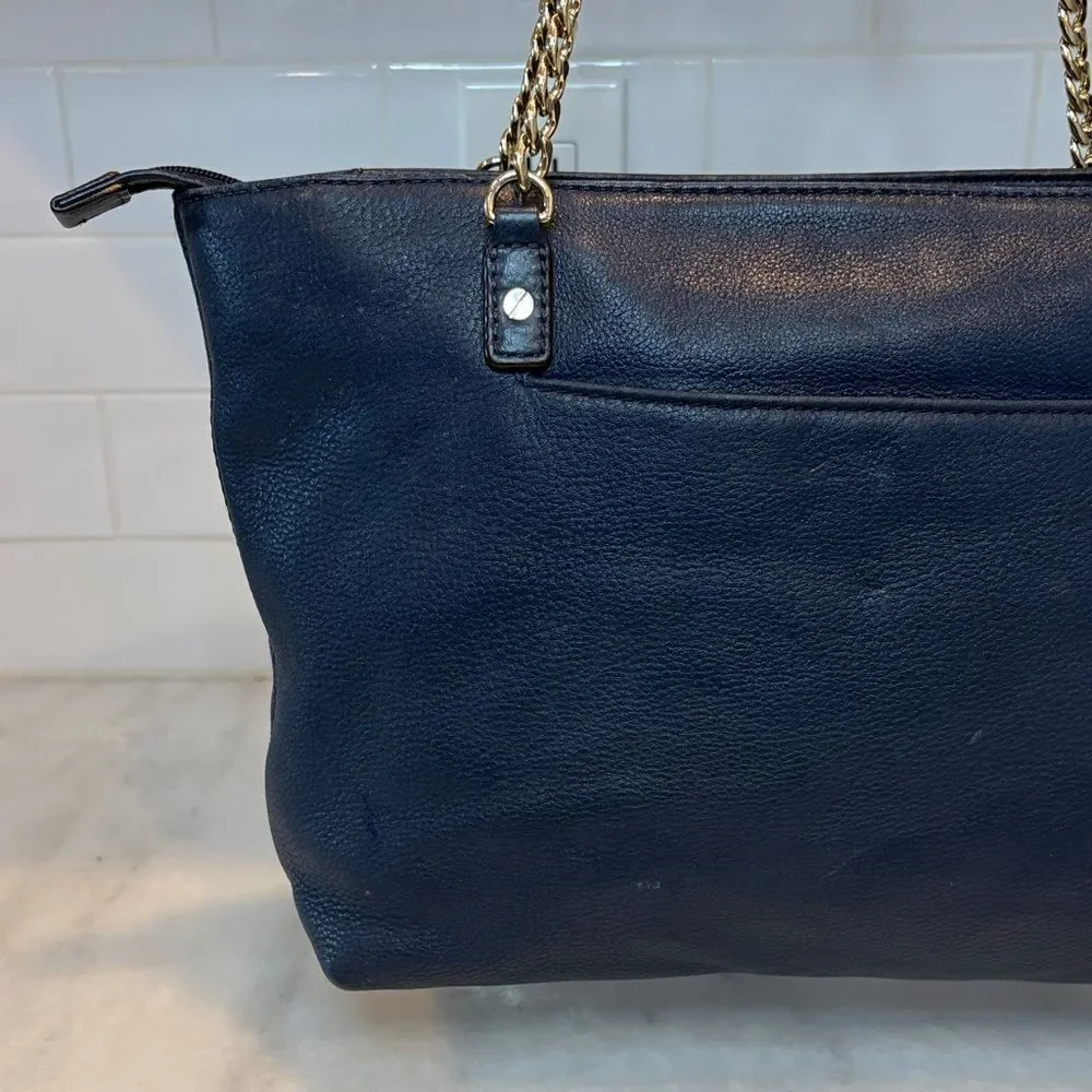 Michael Kors Bag Purse Handbag Leather Pebbled Chain Link Shoulder Tote Bag